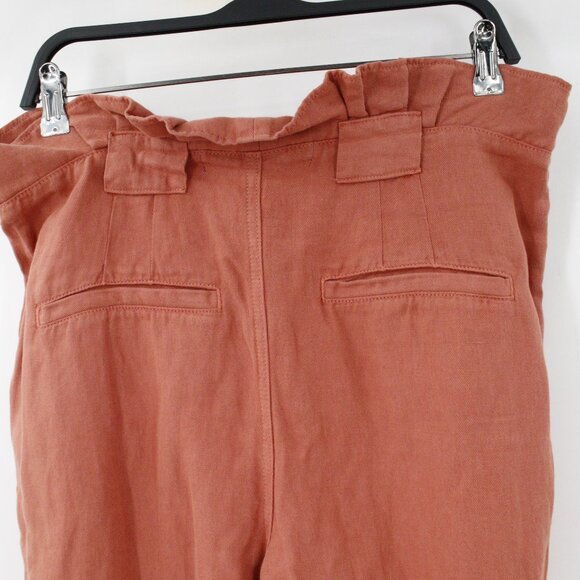 NWT Veronica Beard Pants Womens 10 Mocha Karter Linen Cotton High Rise Straight - Picture 7 of 16